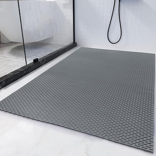HOMBYS 58 x 32 Extra Large Shower Mat for Shower Stall Tub, Non Slip Bath Mat Bathroom Accessories, PVC Mats for Shower and Bathroom, Quick Drying, (Gray, 58"x32")