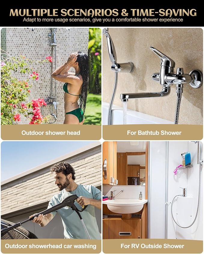 Shower Hose Replacement 118 Inch Extra Long, Stainless Steel Flexible Extension for Handheld Shower Heads, G1/2 Universal Fitting, Chrome