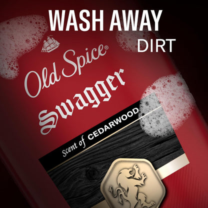 Old Spice Refreshing Body Wash for Men, 3X Defense, 24/7 Shower Fresh with Long Lasting Scent, Travel Size, Red Collection, Swagger with Cedarwood Scent, 3 oz