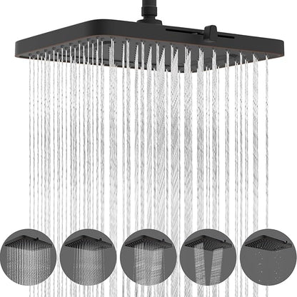 Hibbent 5 Spray Modes Shower Head, 13'' High Pressure Rain Shower Head, Large Rainfall Showerhead, High Flow Waterfall Bathroom Fixed Showerheads with Adjustable Swivel Ball Joint, Oil Rubbed Bronze