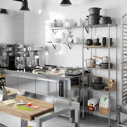 14" Deep x 24" Wide x 74" Height Wire Shelving Kit | 5-Tier | NSF Commercial Storage Rack Unit