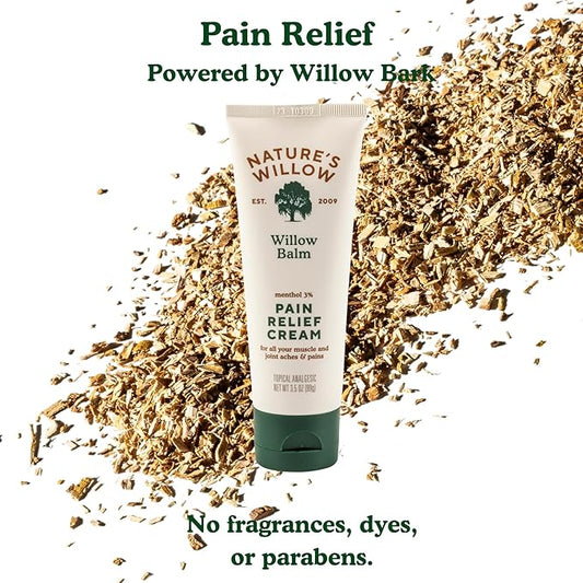 Nature's Willow Willow Balm Natural Pain Relief Cream for Muscles & Joints | Fast-Acting with Willow Bark & Menthol | Free from Artificial Fragrances & Dyes | 6-Pack | 3.5 fl oz