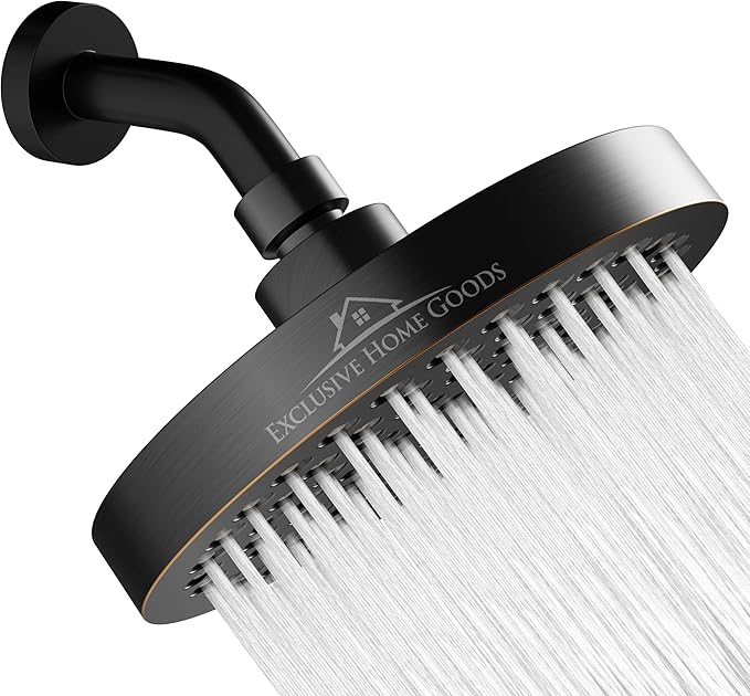 Rainfall 6" High Pressure 2.5 GPM Shower Heads with Anti-Clog 90 Rubber Jets - 360° Rotation Adjustable Rustproof Bathroom Shower Head