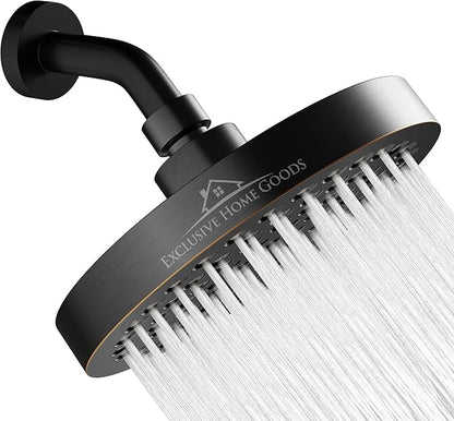 Rainfall 6" High Pressure 2.5 GPM Shower Heads with Anti-Clog 90 Rubber Jets - 360° Rotation Adjustable Rustproof Bathroom Shower Head
