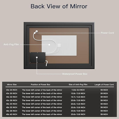 ISKM Framed LED Mirror for Bathroom 48"x32", Dimmable LED Bathroom Mirror with Lights, Anti-Fog, Front and Backlit Lighted Mirror 3-Colors, Shatterproof, Memory Function