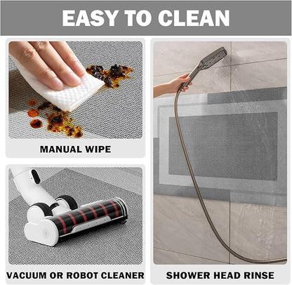 Non Slip Bath Mat, Rubber Backing Ultra Thin Bathroom Rugs Fit Under Door Quick Dry Super Absorbent Washable Bath Rug Shower Mat for Bathroom Floor Bathtub Shower Sink, Easy Care Gray 20"x 32"