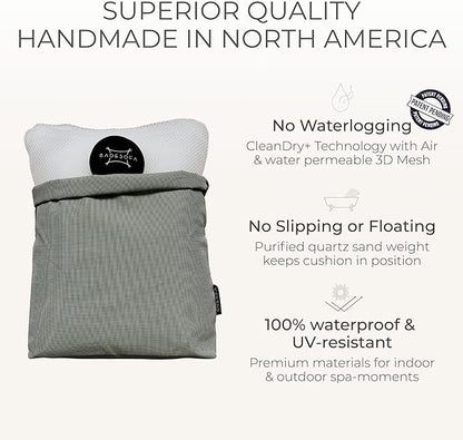 BADESOFA® Luxury Bathtub Pillow L - Large Bath Pillow for Therapeutic Neck and Back Support Quick-Drying - Washable Full Body Bath Tub Cushion - Luxury Spa Cushion in Grey