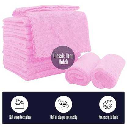 16 Pack Baby Washcloths - Luxury Coral Fleece - Extra Absorbent and Soft Wash Clothes for Newborns, Infants and Toddlers - Suitable for Sensitive Skin and New Born-Baby Shower-Frozen Berry,10x10 Inch