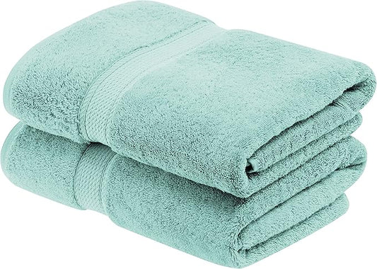 BLUENILEMILLS BNM Egyptian Cotton 2-Piece Towel Set, Includes 2 Bath Towels, Attached Loop for Easy Hanging and Storage, Hotel Quality, Perfect for Bathroom, Gym, Shower Space, or Spa, Sea Foam
