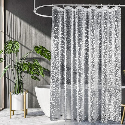 UFRIDAY Long Shower Curtain Liner 72 x 78 Inch, Thick EVA Waterproof Weighted Shower Curtain for Bathroom Heavy Duty with 3 Big Bottom Magnets,Clear, 3D Cobblestone