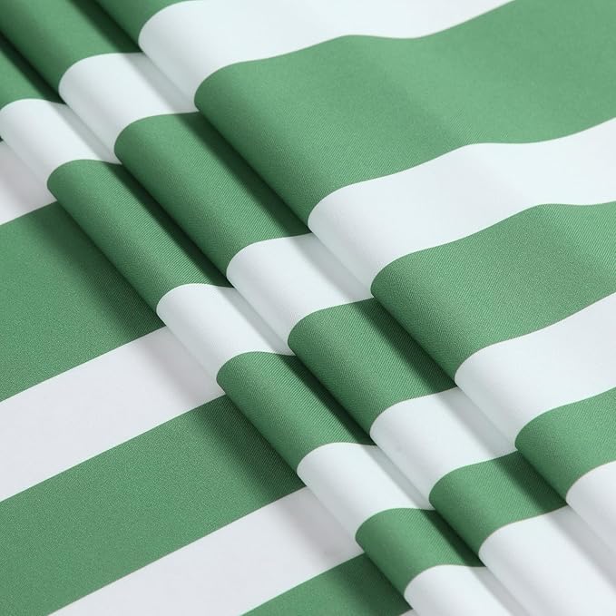 72x90 Inch Extra Long Shower Curtain, Green and White Ombre Striped Waterproof Fabric, Modern Hotel Spa Design with 12 Rustproof Grommets & Weighted Hem