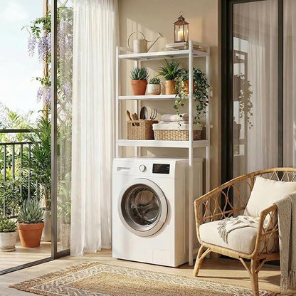 Gizoon 3 Tier Over The Toilet Storage Cabinet, Bamboo Bathroom Over Toilet Storage with Adjustable Shelves，Space-Saving Freestanding Shelves, 10.24"D x 24.8"W x 66.93"H, for Bathroom, Laundry Rooms