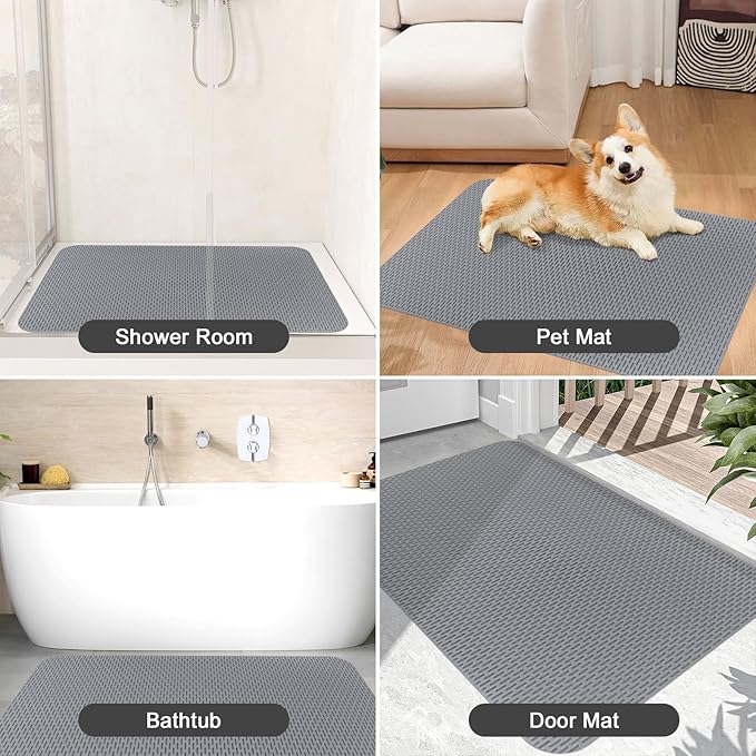 Non Slip Shower Mat: 35"x24" Extra Large Shower Mats for Inside Shower,Trimmable PVC Anti Slip Shower Stall Mats, No Odor, Quick Drying Shower Mats for Floor, Bathroom, Home, Kitchen, Hotel