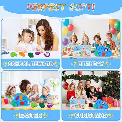 Baby Bath Toys, Premium Silcone Mold Free Vegetable Bath Toys, Soft Toddlers Floating Bathtub Toy, No Hole Tub Water Toys, Shape Sorting&Matching Educational Learning Toy Gift for Boys Girls Kids