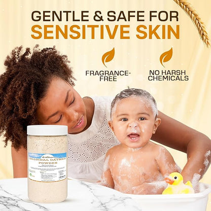 Dirty Treasures Colloidal Oatmeal Bath | Eczema & Itchy Skin Relief | Baby-Safe, 100% Natural, Fragrance-Free | 1 lb (16oz)