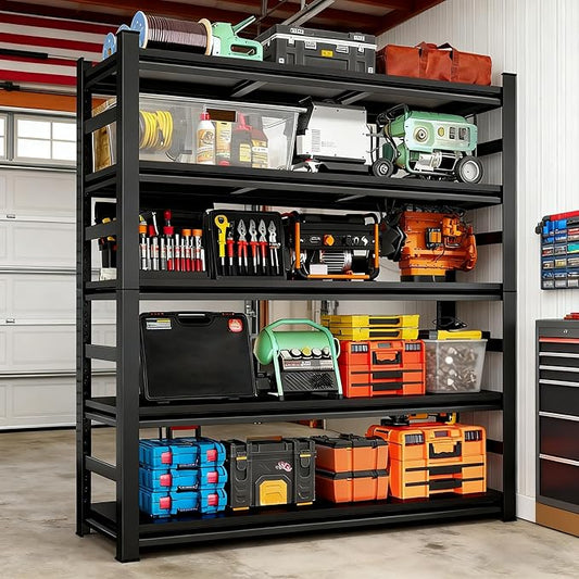 Heavy Duty Metal Garage Shelving, 5-Tier Adjustable Shelves, Steel Storage Rack for Garage, Basement, Workshop, 3000 lbs Capacity