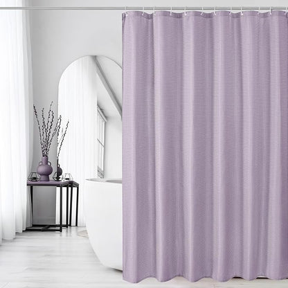 Gibelle Extra Long Shower Curtain 72 x 84, Tall Waffle Weave Textured Fabric Shower Curtain for Bathroom, Water Repellent, Machine Washable, Lavender