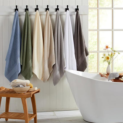 Springtree Home 100% Cotton Bath Towel Set of 4 | Super Soft & Absorbent with Quick-Dry Fibers | 4 Bath Towels | Textured and Durable Cotton | Krista Collection - Bridal Rose