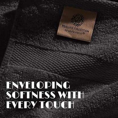 White Classic Black Hand Towels for Bathroom [6 Pack] Cotton Hand Towel Bulk for Gym, Kitchen and Spa, 16x27 Inches Soft Highly Absorbent Quick Dry Terry Salon Towels