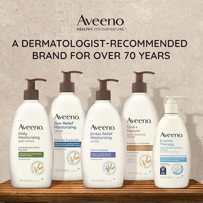 Aveeno Stress Relief Moisturizing Body Lotion with Lavender Scent, Natural Oatmeal to Calm & Relax, Non-Greasy Daily Stress Relief Lotion, 12 fl. oz