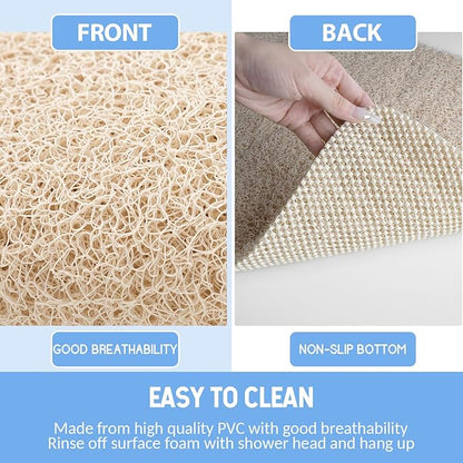 Non Slip Bathtub Mat, Anti Slip Shower Mat, Quick Drying Bath Tub Mats, Foot Scrubber Mat, Anti Slip Mat for Tub, Floor, Bathroom, Home, Kitchen, Hotel (Beige 32"x17")