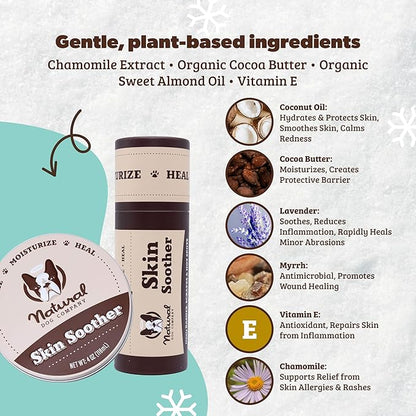 Natural Dog Company Skin Soother Balm for Dogs – 1oz Tin All Natural Hot Spot & Rash Relief – Organic Itchy Skin Soothing Moisturizer for Dry, Red, Crusty Skin – Lick-Safe Dog Balm, Made in USA