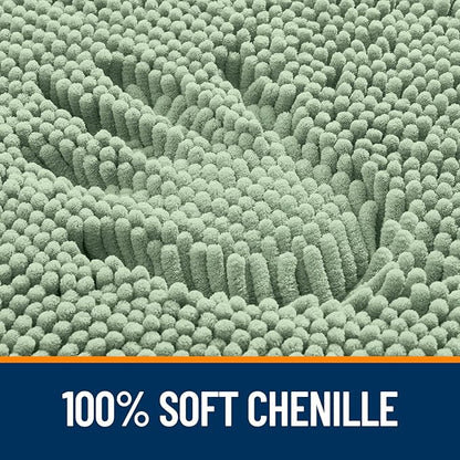 OLANLY Bathroom Rugs 40x24, Extra Soft Absorbent Chenille Bath Rugs, Rubber Backing Quick Dry, Machine Washable Bath Mats for Bathroom Floor, Tub and Shower, Home Decor Accessories, Sage Green