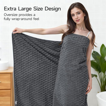 REDKISS Gray Bath Towel Sets XL - 35"x70" Extra Large Bathroom Towels of 6, Super Soft Oversized Bath Sheets for Adults, Waffle Microfiber Baths Towels Set, Luxury Shower Towel for Bathroom Hotel