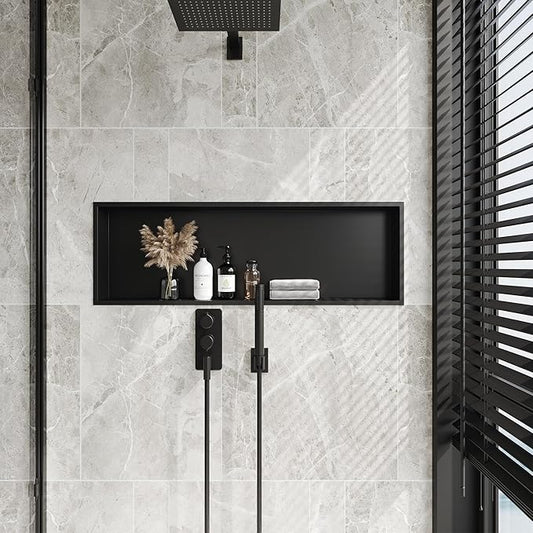 Neodrain Shower Niche, Insert Bathroom Storage Shower Shelf, Stainless Steel Recessed Wall Niche No Tiled Recessed Cabinet Waterproof for Shower Storage（36" X 12"，Matte Black ）