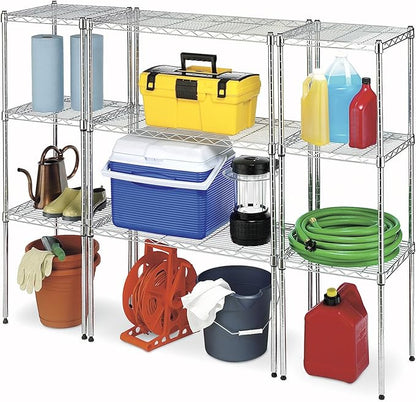 Whitmor Wire Shelving Unit, Metal Storage Shelves, Durable Heavy Duty Shelf, Easy Assembly for Pantry, Kitchen, Garage, Plant, 14" x 30" x 15"