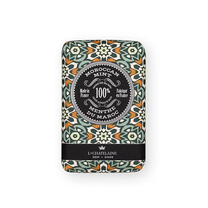La Chatelaine Soap Supply Tin Gift Set |Unisex, Men, Women| Plant-based shea butter bar soaps | Made in France | Natural and Organic | Large soap bars | Set of 6, 8.8 oz./250g bars - Red Mosaic