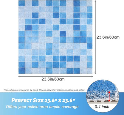 Shower Mat Non-Slip, Soft Comfort Bath Mat with Drainage Holes, PVC Loofah Massage Bathmat for Shower, Bathroom, Wet Areas, Quick Drying