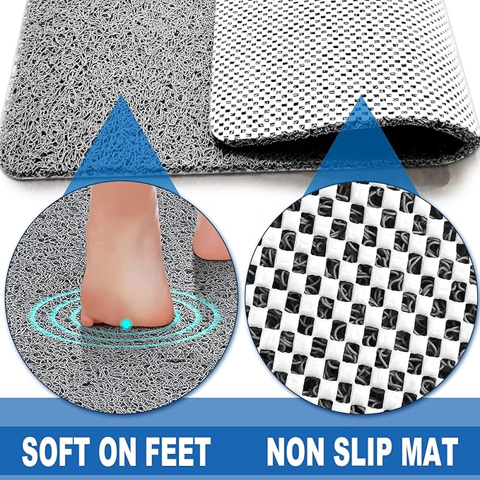 Shower Mats Non Slip for Elderly, 24x32’’Lager Loofah Bath Mats for Shower, Non-Slip Bath Mat for Elderly-Grey