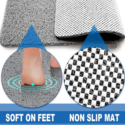 Shower Mats Non Slip for Elderly, 24x32’’Lager Loofah Bath Mats for Shower, Non-Slip Bath Mat for Elderly-Grey