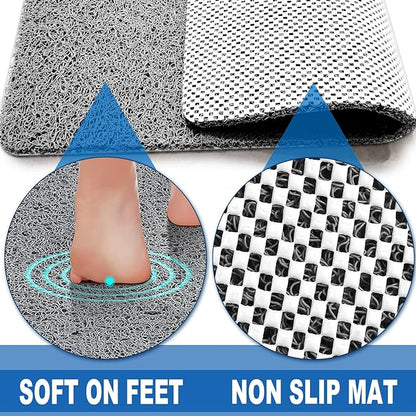 Shower Mats Non Slip for Elderly, 24x47’’Extra Lager Loofah Shower Mat, Loofah Bath Mats for Shower, Non-Slip Bath Mat for Elderly-Grey
