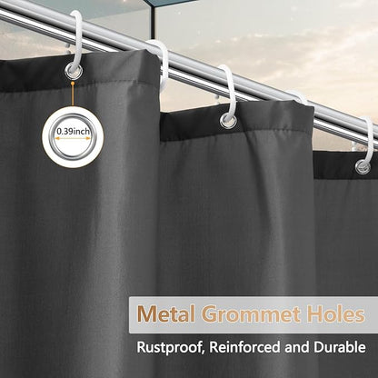 Charcoal Grey Waterproof Fabric Shower Curtain Liner with 3 Large Magnets, Washable Cloth Shower Liner Carbon Grey, 72 x 72 inch Lightweight Bathroom Shower Curtain Dark Gray