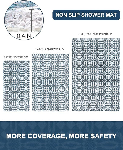 Shower Mat Non Slip - Quick Drying Anti Slip Shower Mats for Inside Shower, Soft PVC Loofah Foot Scrubber Mat, Extra Large Bath Mat for Shower, Tub, Bathroom, Floor, Kitchen, Home, Pool, Hotel