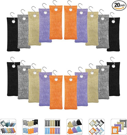 Bamboo Charcoal Bags Odor Absorber 20 Pack×50g Bamboo Charcoal Air Purifying Bags, for Car Air Fresheners, Odor Eliminator for Home，Shoe Deodorizer - Colorful-Activated Charcoal Odor Absorbers