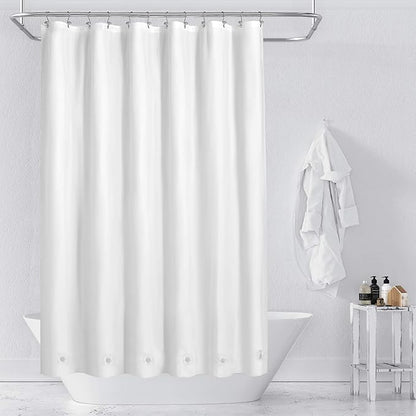 Barossa Design Long Shower Curtain Liner with 6 Magnets - 72" x 78", Waterproof PEVA Shower Liner for Bath Tub, PVC Free, Metal Grommets - White, 72x78