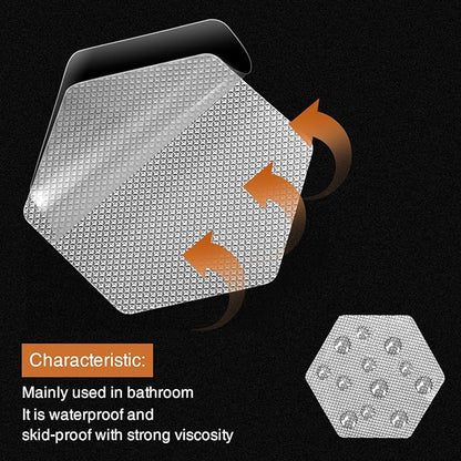Original Bathtub Stickers Non-Slip, Hexagon Safety Shower Treads Adhesive Appliques with Premium Scraper