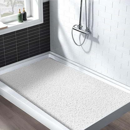 Shower Mat Non Slip: 35.4 x 23.6 Inch Extra Large Shower Mats for Inside Shower with Drain Hole - Soft PVC Loofah Anti Slip Shower Stall Mat for Walk-in Shower and Bathroom, Quick Drying
