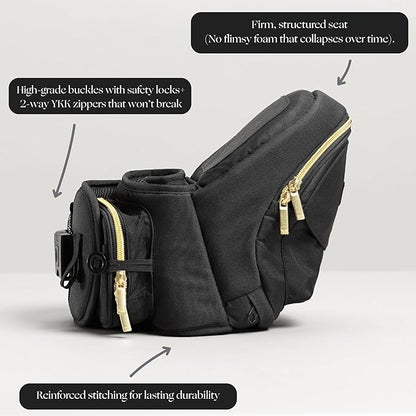 Tushbaby The Original Premium Quality Hip Seat Carrier – Safety-Certified Baby & Toddler Carrier with Secure Safety Buckles, Storage Pockets & Nursing Pillow