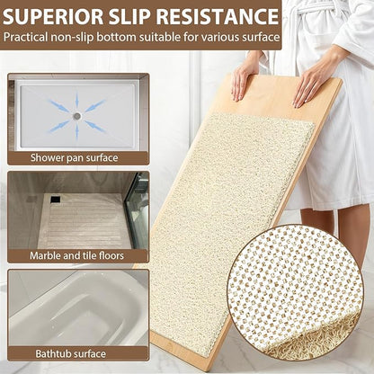 Shower Mat Non Slip: 47.2 x 31.5 Inch Extra Large Shower Mats for Inside Shower with Drain Hole - Soft PVC Loofah Anti Slip Shower Stall Mat for Walk-in Shower and Bathroom, Quick Drying