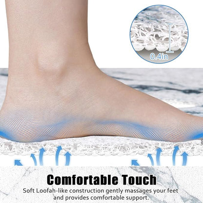 Square Shower Mat Non Slip: 31x31 Inch Shower Floor Mat with Drain Hole in Middle, Super Soft and Comfortable PVC Loofah Massage Bath Mat for Shower, Anti Slip Shower Stall Mat, Quick Drying