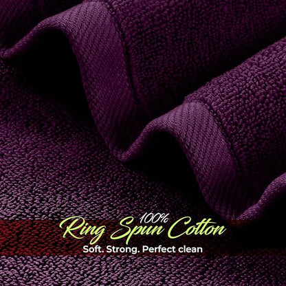 RIVERSIDE 12 Pack Washcloths - 12x12 Inches, 400 GSM, 100% Ring-Spun Cotton - Soft, Absorbent & Durable Face and Body Towels - for Bathroom, Spa, Gym, Makeup Removal & Everyday Use - Purple Passion