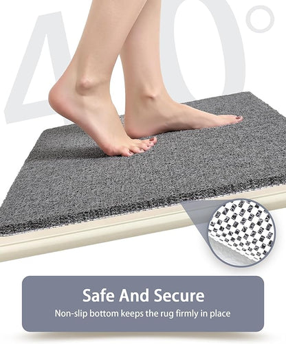Non Slip Shower Mats for Inside Shower, 16x24 Inch, Anti-Slip Bathtub Mats for Bathroom, Foot Scrubber Loofah Bath Mats for Shower, Quick Drying Shower Stall Mats for Wet Areas (Grey)