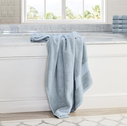 Delara Organic Cotton Luxuriously Plush Bath Sheet Pack of 4 | GOTS & OEKO-TEX Certified | Premium Hotel Quality Towels | Feather Touch Technology|650 GSM Long Staple|Soft, Quick Dry & Ultra-Absorbent