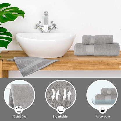 NOVA Luxury Linen - Hotel Quality Turkish Towel Set for Bathroom (6 Pcs Towel Set, Mirage Grey)