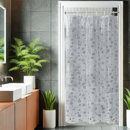 AooHome Plastic Small Shower Curtain Liner - EVA 3D Circle Pattern Design Bathroom Shower Curtain with Hooks, Bottom Magnets, 10G Heavy Duty, Water Repellent, Semi Transparent, 36x72 Inch