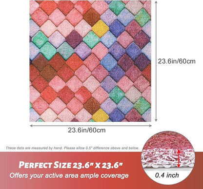 Shower Mat Non-Slip, 24x 24 Inch Square, Soft Comfort Bath Mats with Drainage Holes, PVC Loofah Massage Shower Floor Mat for Shower, Bathroom, Wet Areas, Quick Drying